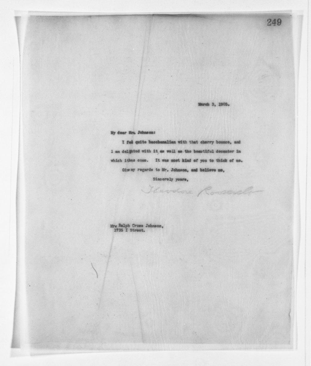 Letter from Theodore Roosevelt to Martha Waller Johnson