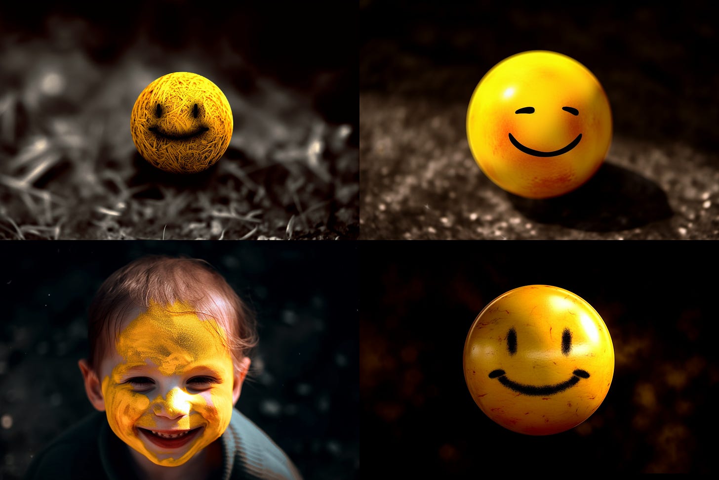 MJ V5 image grid where "happy face" is prioritized