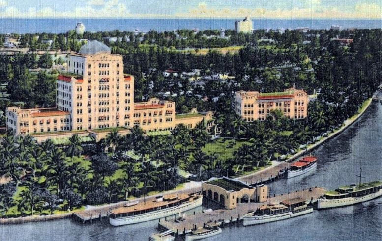 Figure 2: Postcard of the Flamingo Hotel on Miami Beach which opened the same day as the Aquarium.