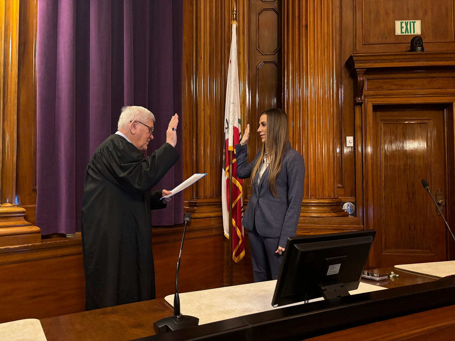 My daughter being sworn in as a member of the California Bar at the Court of Appeal in Sacramento.