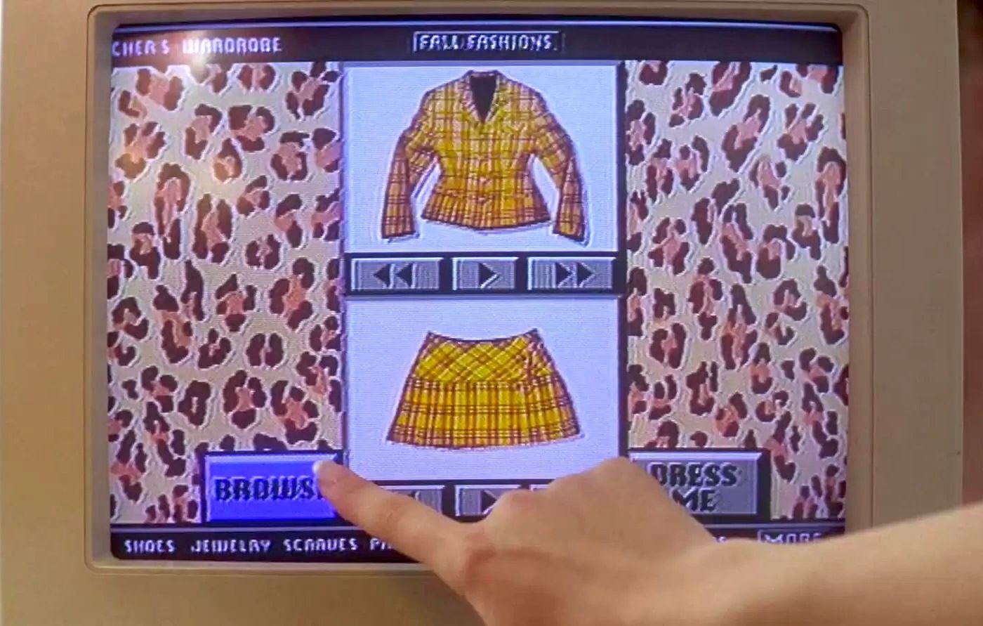 Cher's famous outfit selection software in "Clueless."