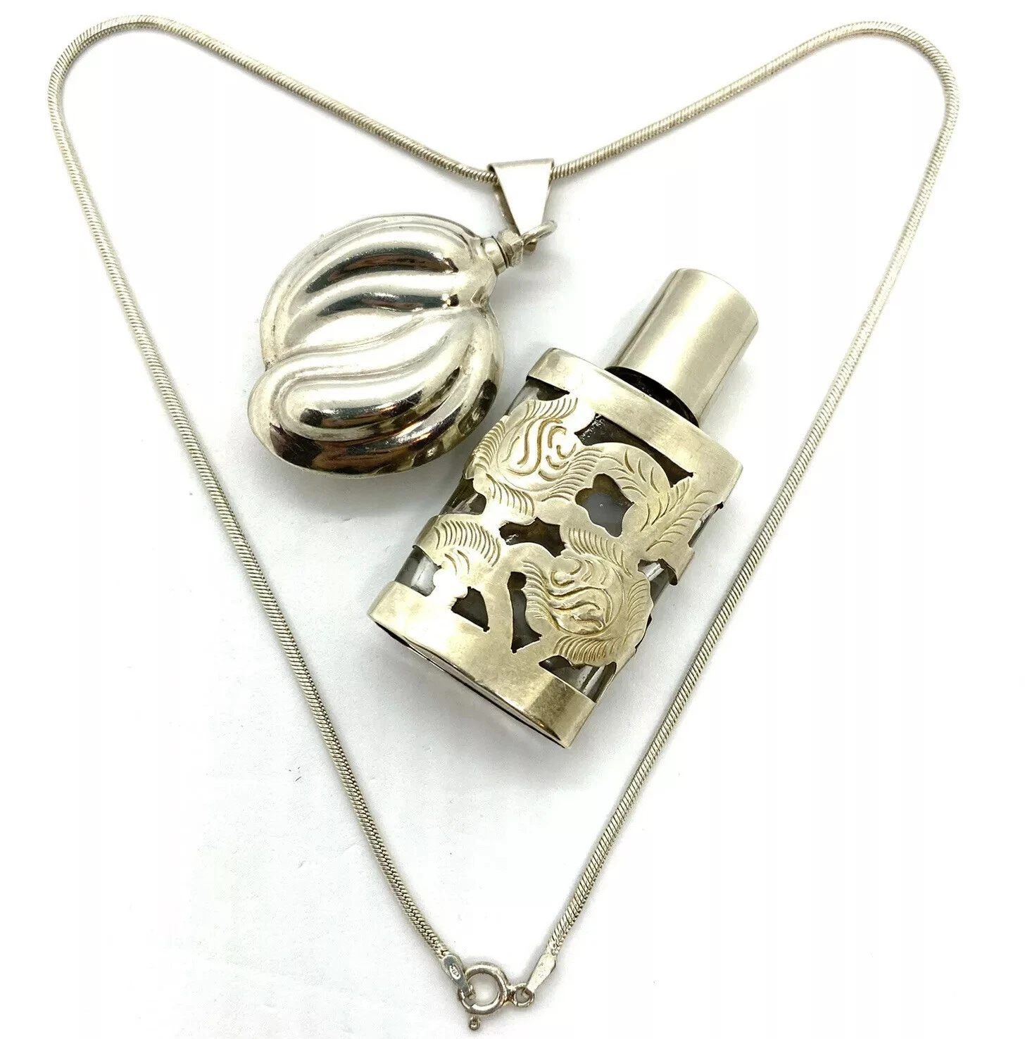 Mexico Sterling Silver Perfume Bottle Necklace 16” And Bottle - Picture 1 of 12