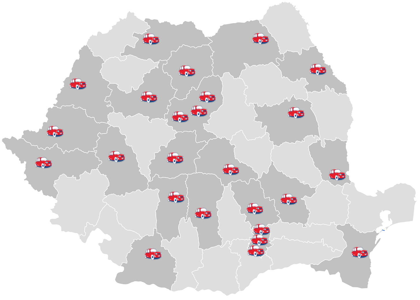 Materom Romania Warehouse Distribution Map