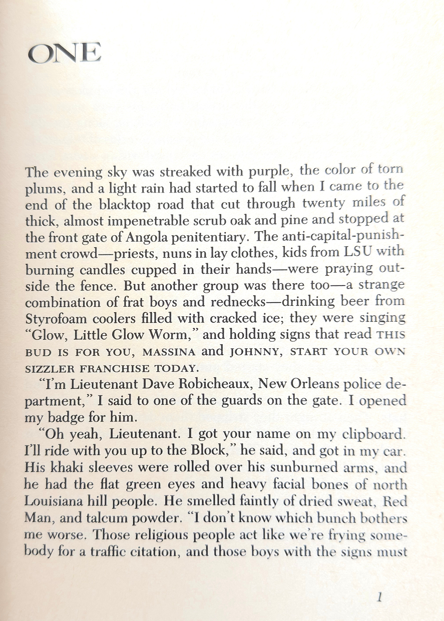 The first page of the novel The Neon Rain