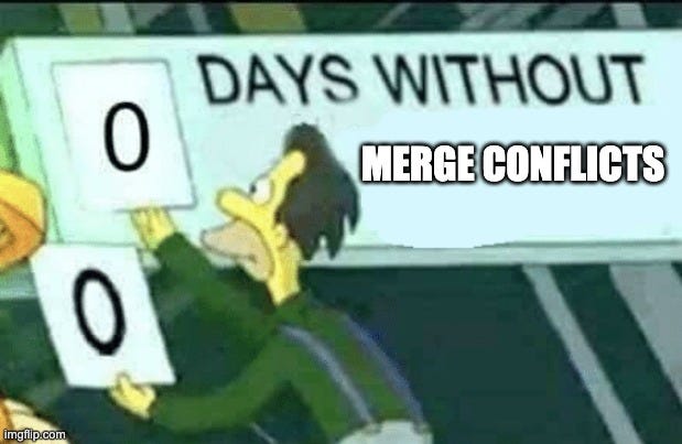 Data engineering meme; git merge conflict