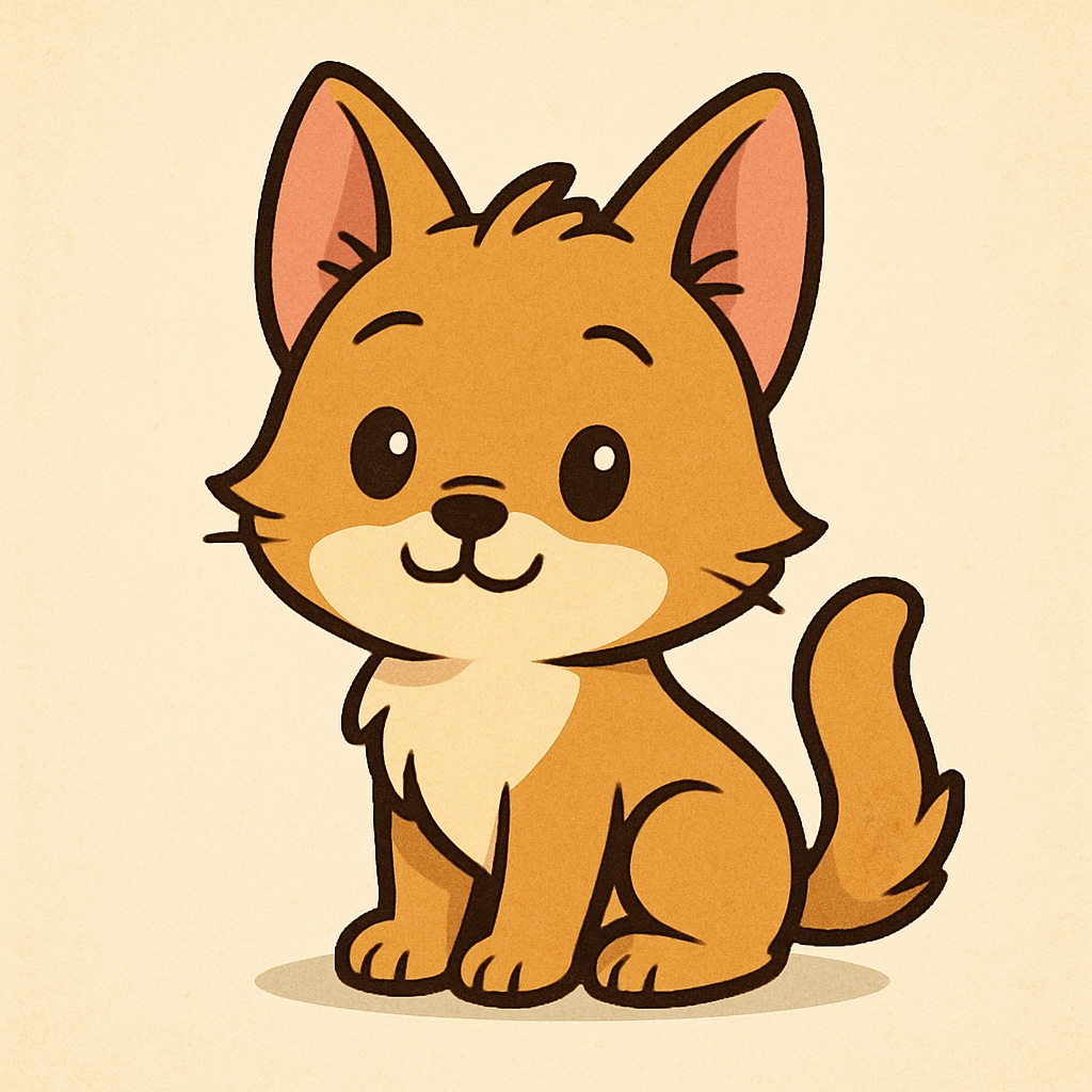 A cartoon of an animal that looks both like a cat and a dog.
