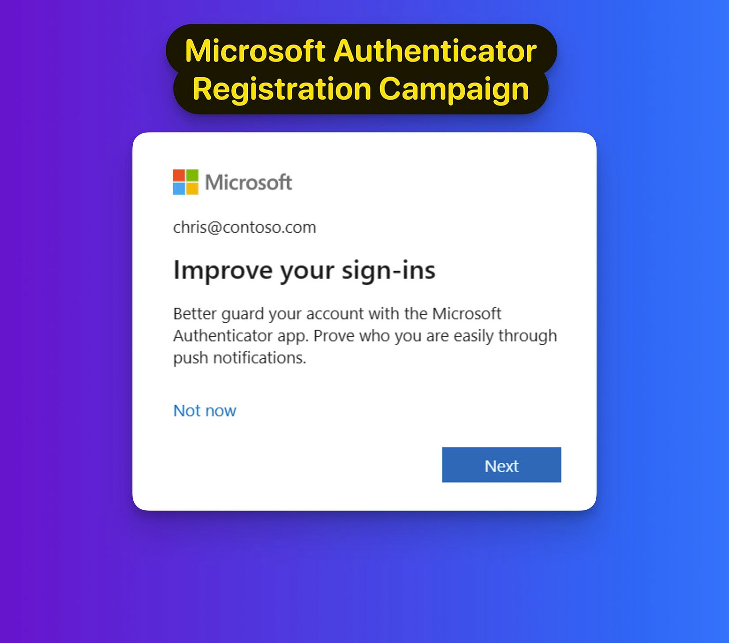 Screenshot of registration campaign
