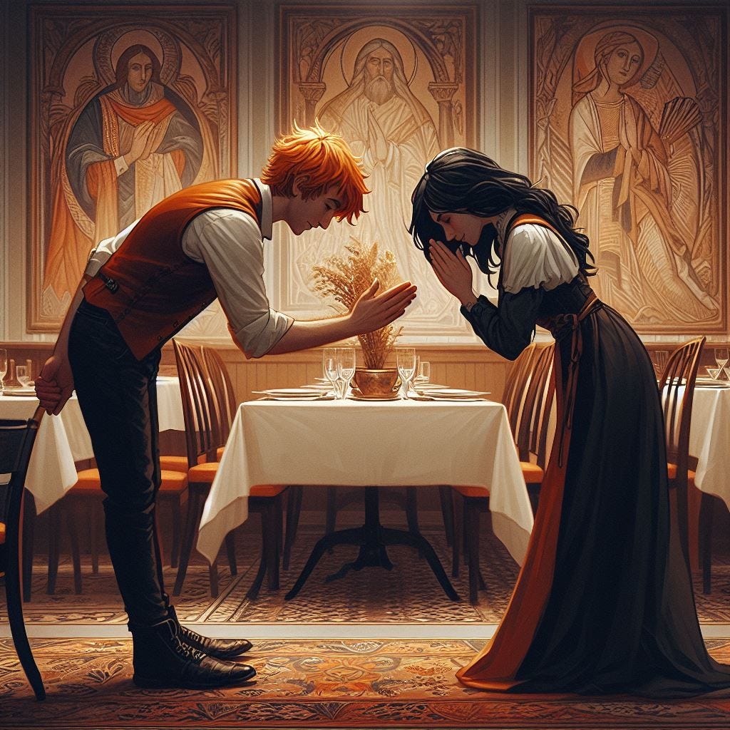 Bowing. Image by Bing.