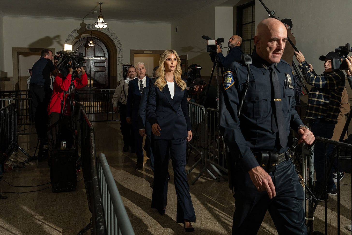 Ivanka Trump departs from court after testifying on Wednesday.