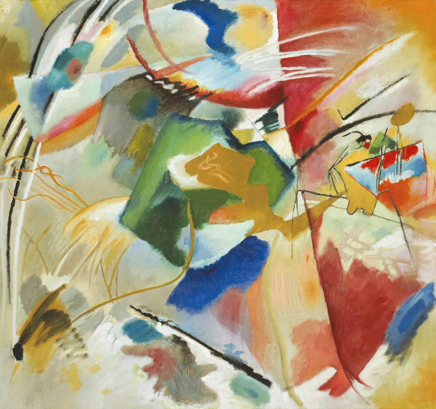 abstract painting Painting with Green Center, 1913, by Wassily Kandinsky, via Art Institute of Chicago