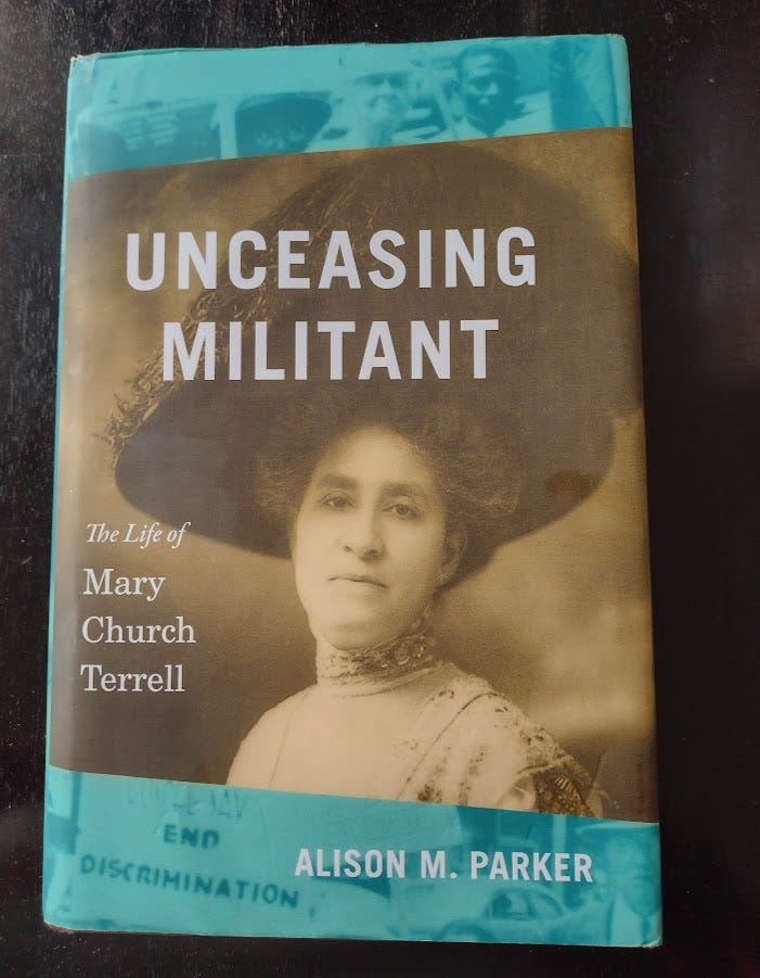 Cover of book Unceasing Militant showing light-skinned black woman in enormous hat