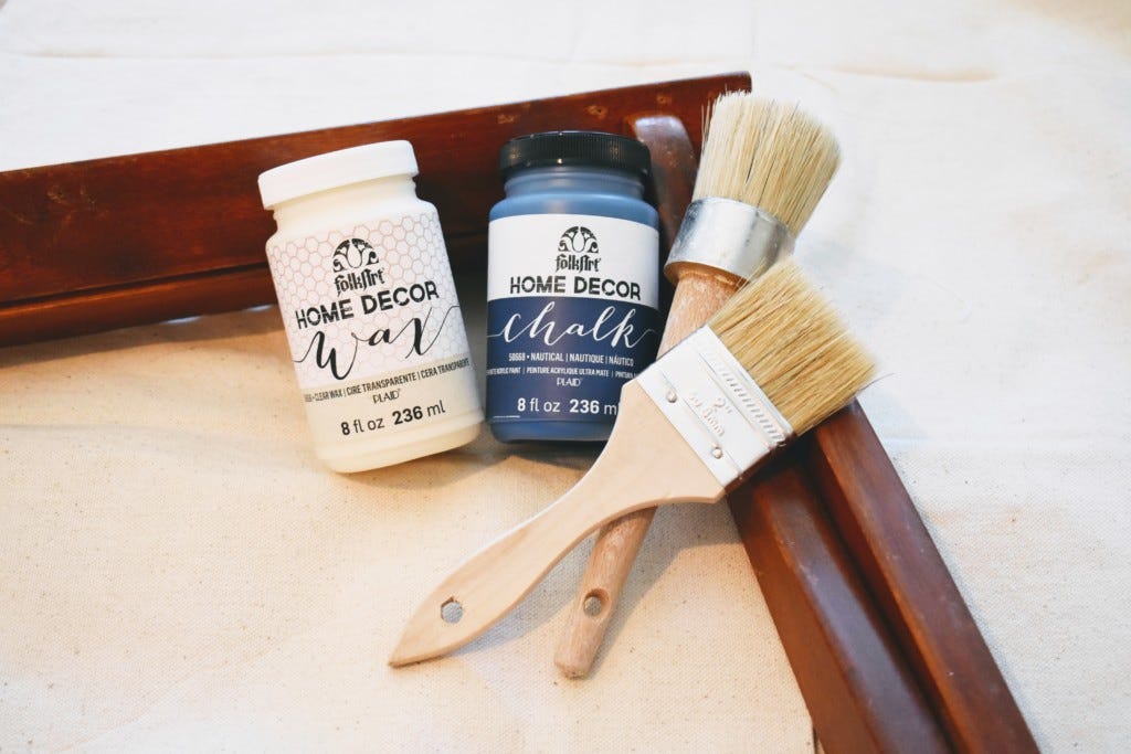 chalk paint, wax, and brushes