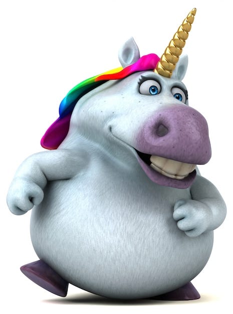 Premium Photo | Funny 3d fat unicorn character