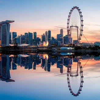 A skyline image of Singapore.