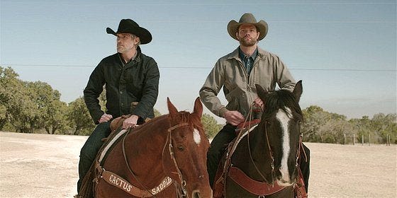 DAn and Cordell riding horses together on Walker.