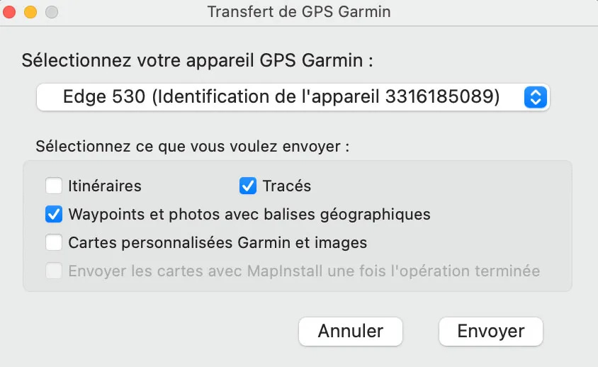Transfert des POI