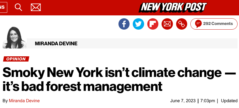 NY Post headline: Smoky New York isn’t climate change — it’s bad forest management