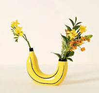 Clicitina Vase banane simple Arrangement floral Salon Salle à manger  Décoration Ornements Résine Artefact Pot de fleurs avec support