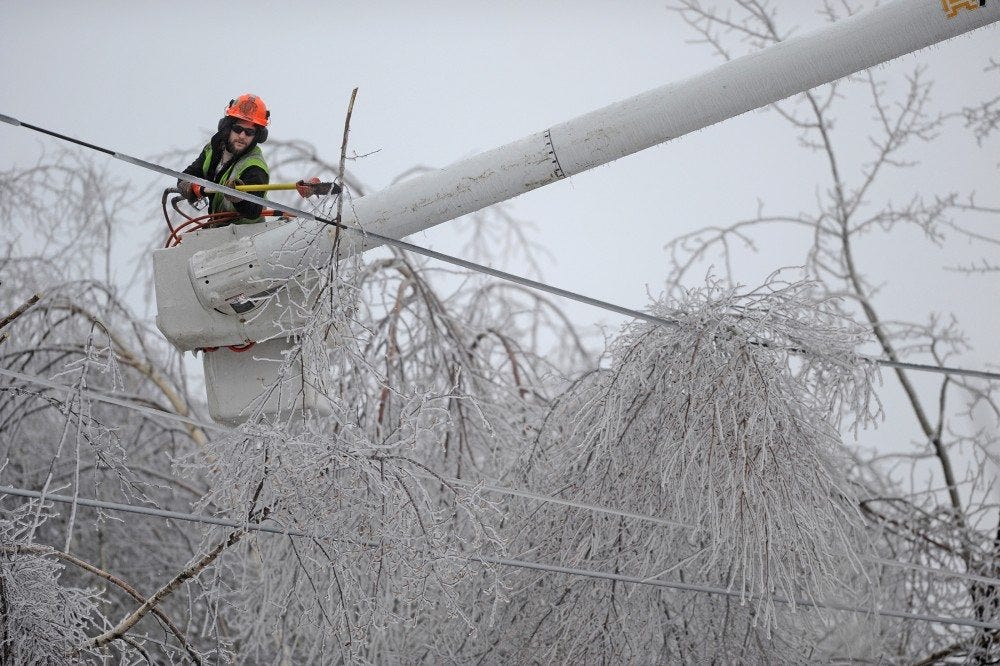 Line-man clearing power line