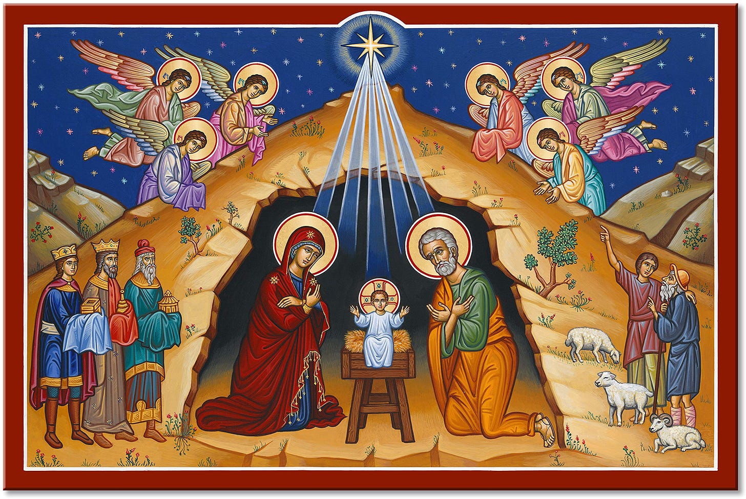 Amazon.com: Monastery Icons O Holy Night Nativity of Jesus Christ Mounted  Plaque Christmas Icon Reproduction 24" x 16" : Home & Kitchen