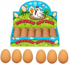 Fake Rubber Eggs Realistic Bouncy Joke Prank Kids Boys Girls Stocking Filler Toy - Picture 1 of 2