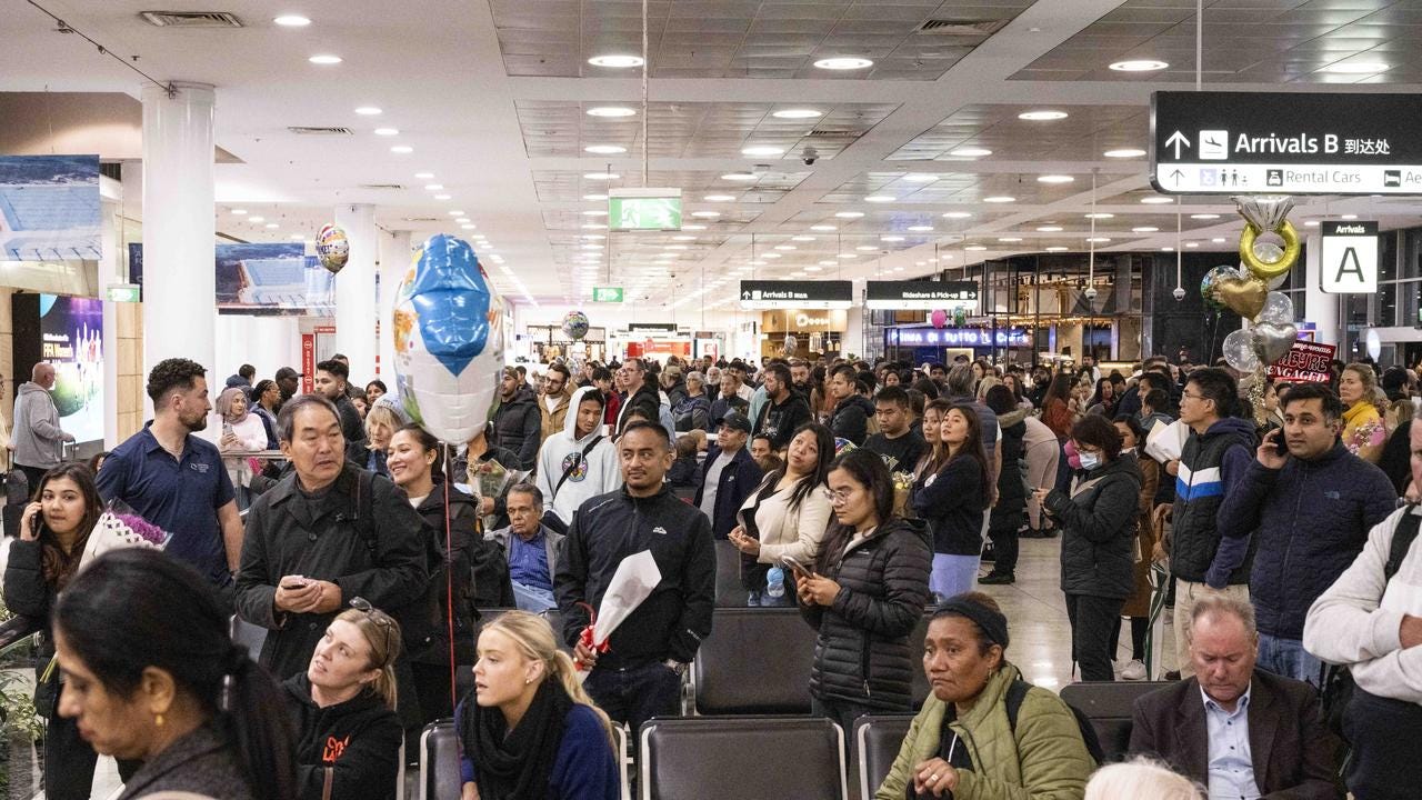 Recent arrivals pictured at Sydney Airport. Picture: NCA NewsWIRE/ Monique Harmer