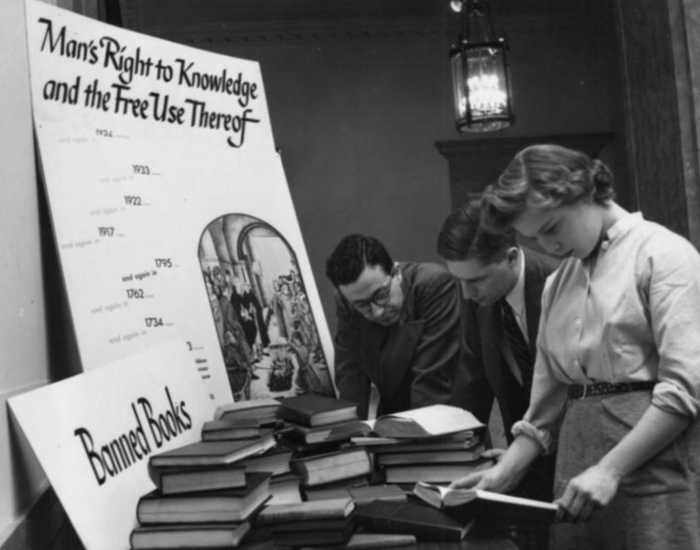 Banned book display at Columbia University, 1954