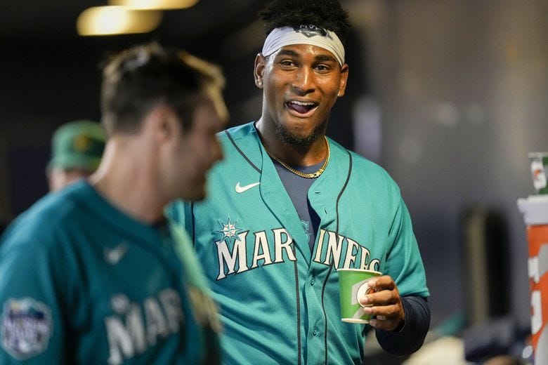 Mariners outfielder prospect Lazaro Montes on Aug. 23, 2023. (Ben VanHouten / Seattle Mariners)