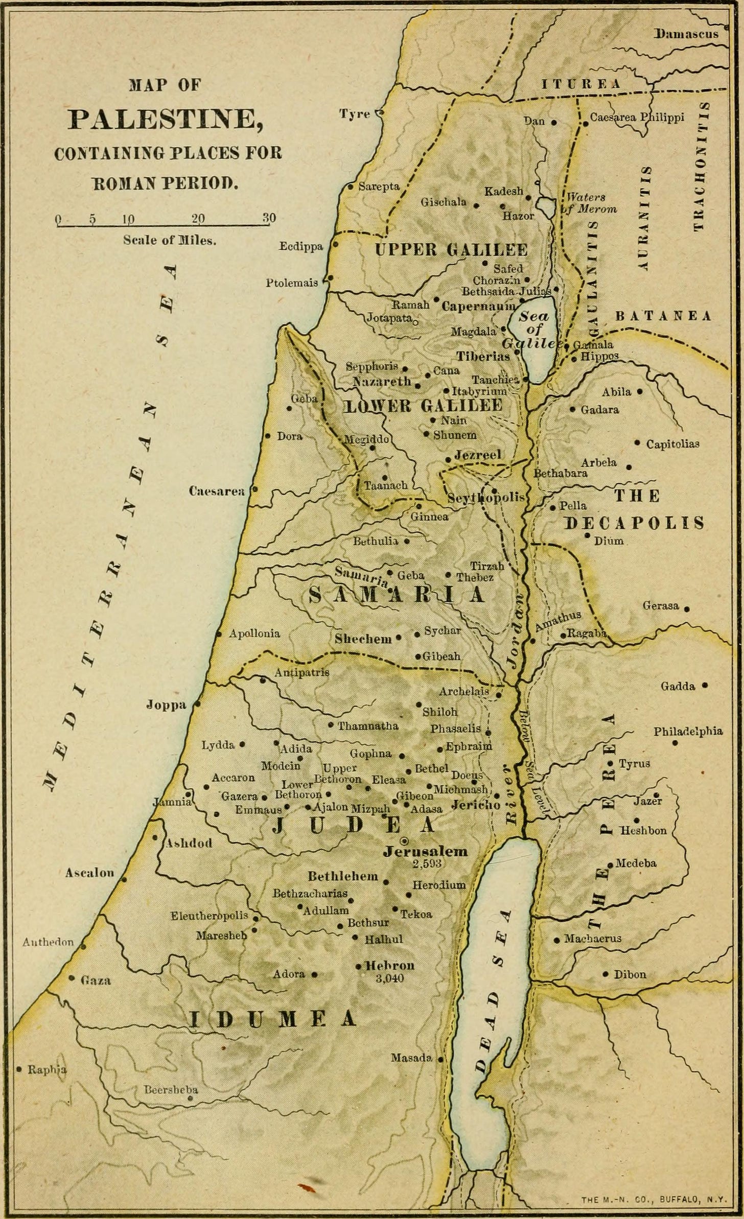 Map of Palestine, Containing Places for Roman Period