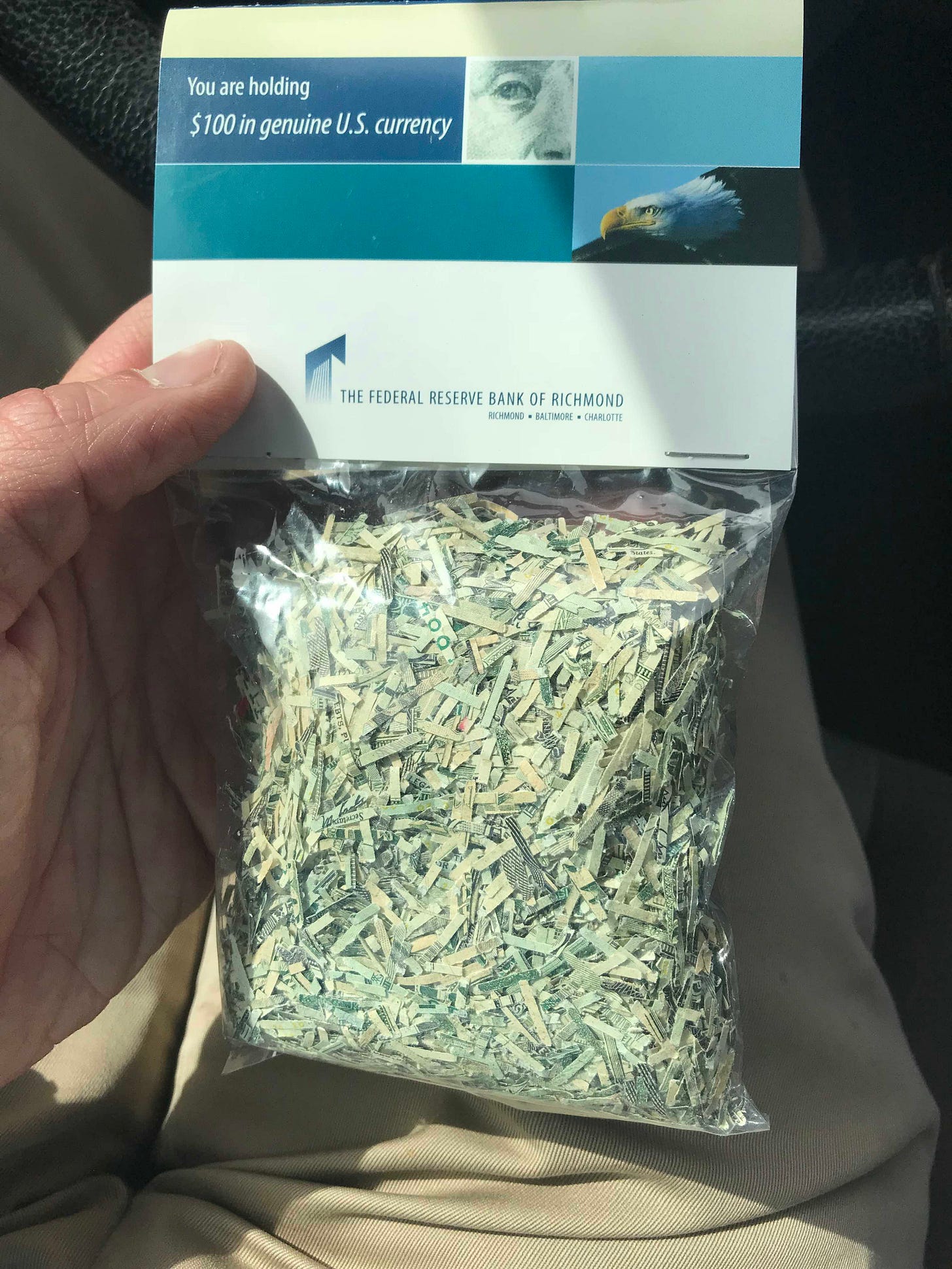 $100 in shredded money.