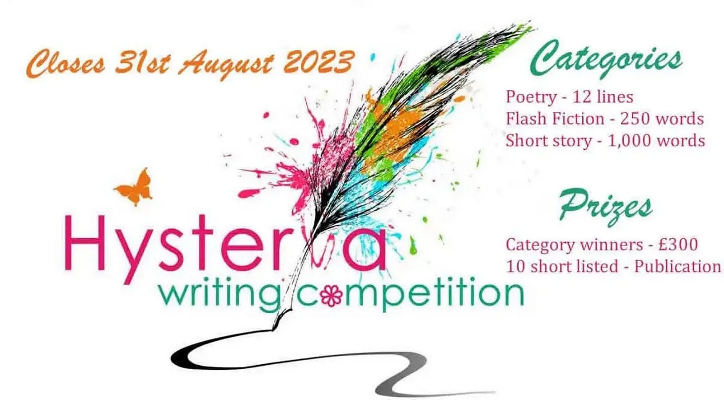 Hysteria writing competition advert