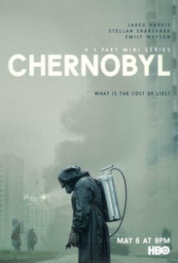 Promotional art showing Chernobyl the five part miniseries for HBO