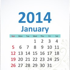 Calendar for 2014, january