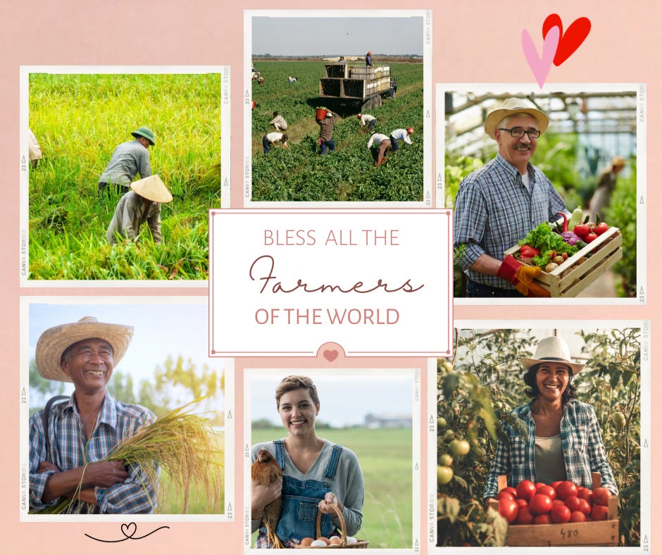 Collage of farmers and their produce