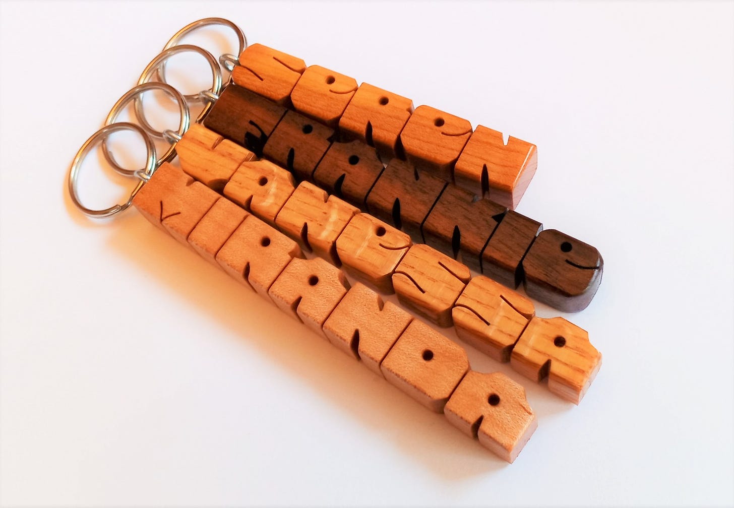 Name Keychains in Cherry, Walnut, Oak and Maple Woods