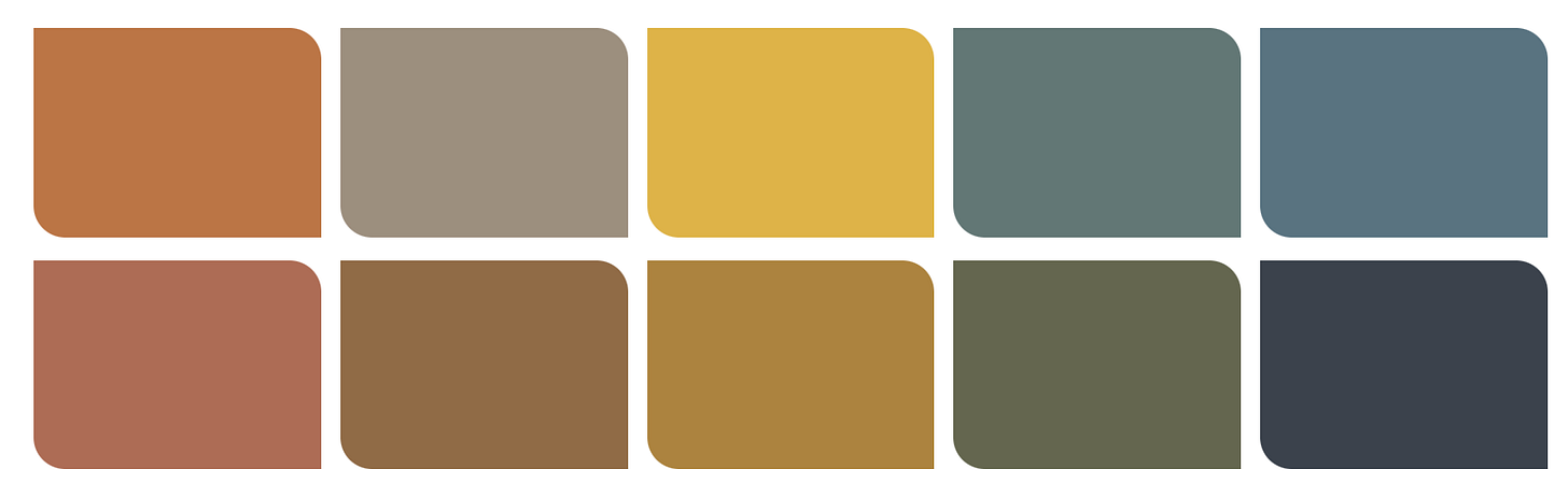 Selection of colours which work with the proud colour story for Dulux