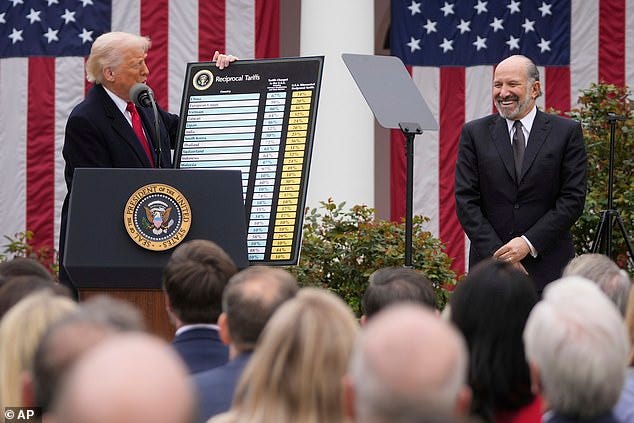 Mr Trump read many of the tariffs off the chart during the rambling press conference