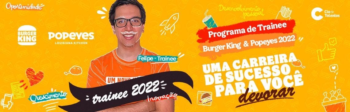 Uma carreira de sucesso para você devorar. Foto do trainee Felipe: óculos, camiseta laranja e bigode desenhado nele.
