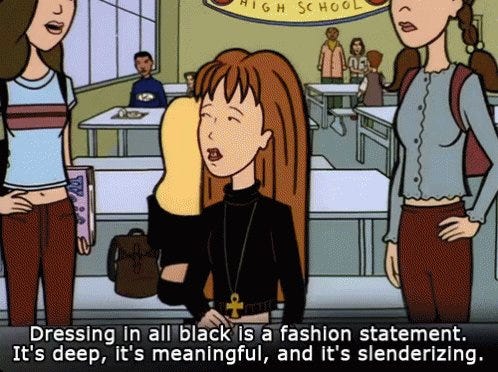 Shelby Ivey Christie on Twitter: "Geek mode right now 🤓but there's an  episode of Daria (1998) where Quinn wears all black to “make a fashion  statement” + the entire school follows suit