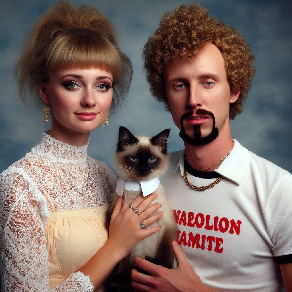 family portrait of napoleon dynamite and a valley girl with their child