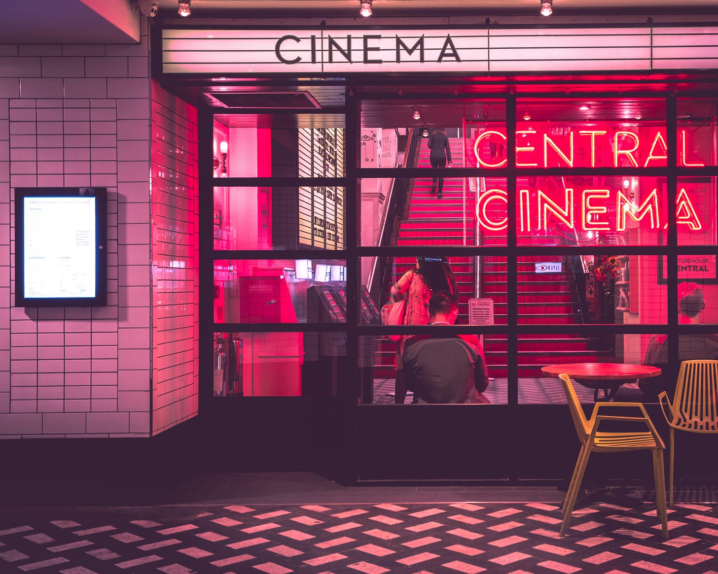 Exterior of cinema at night