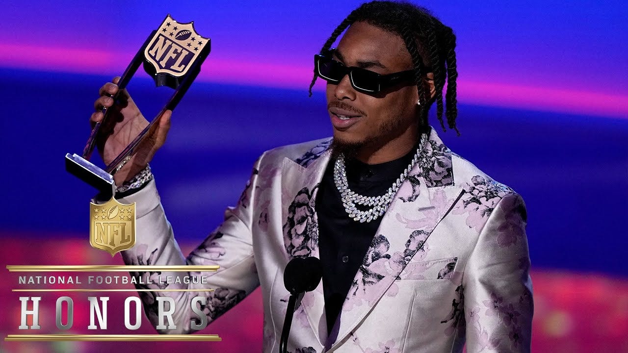 Justin Jefferson Wins Offensive Player of the Year Award | 2023 NFL Honors  - YouTube