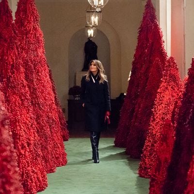 Melania's Red Christmas Trees Are Being Stripped of Berries