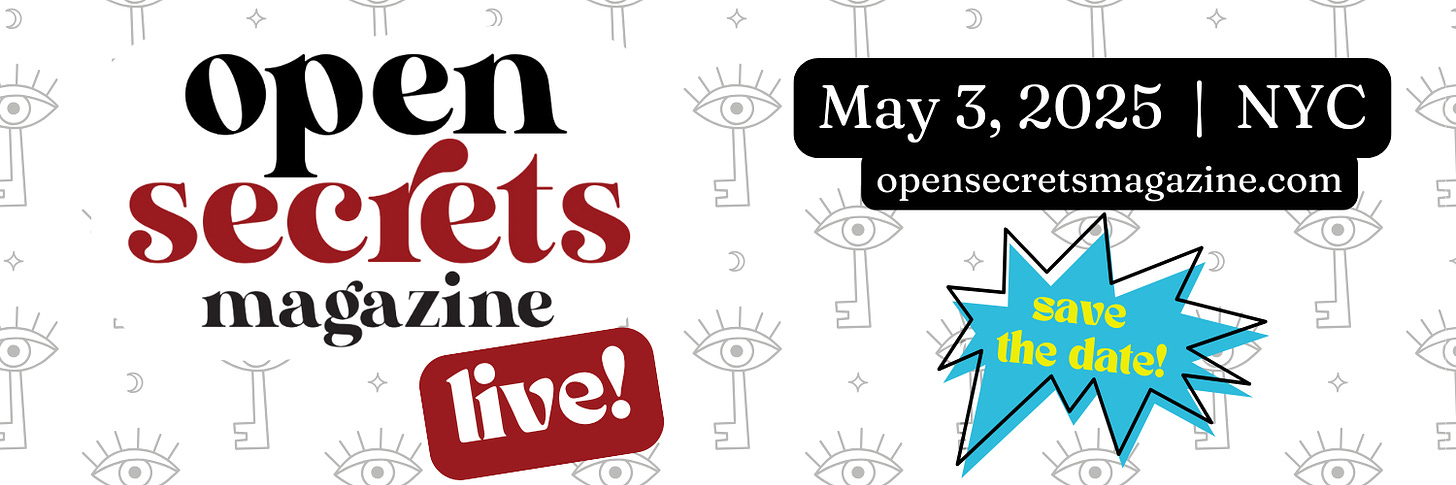 save the date, open secrets magazine line, may 3, 2025, nyc