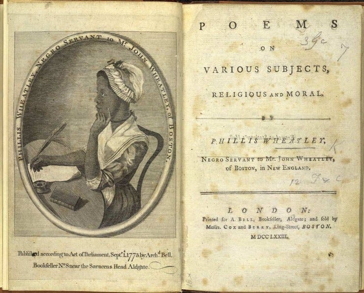 Phillis Wheatley’s Poems on Various Subjects, Religious and Moral.