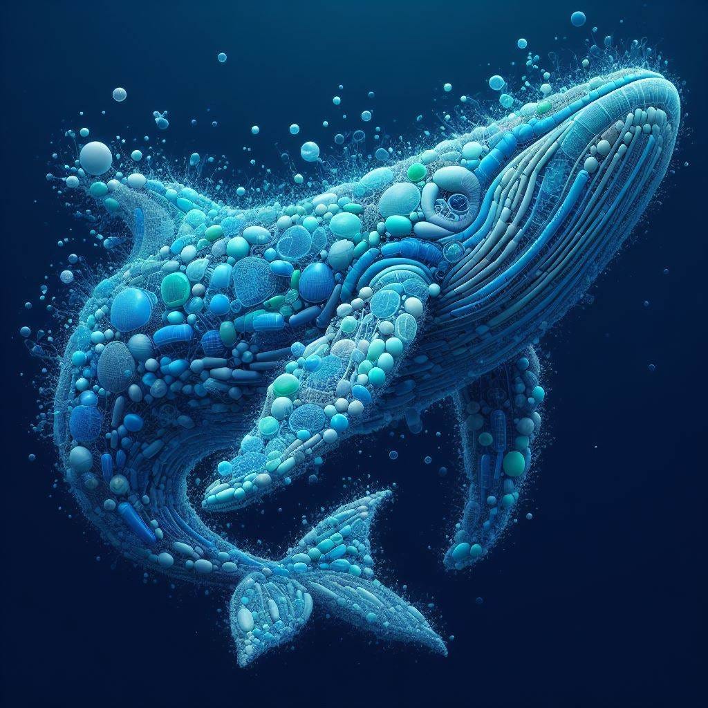 una ballena azul compuesta por visibles células