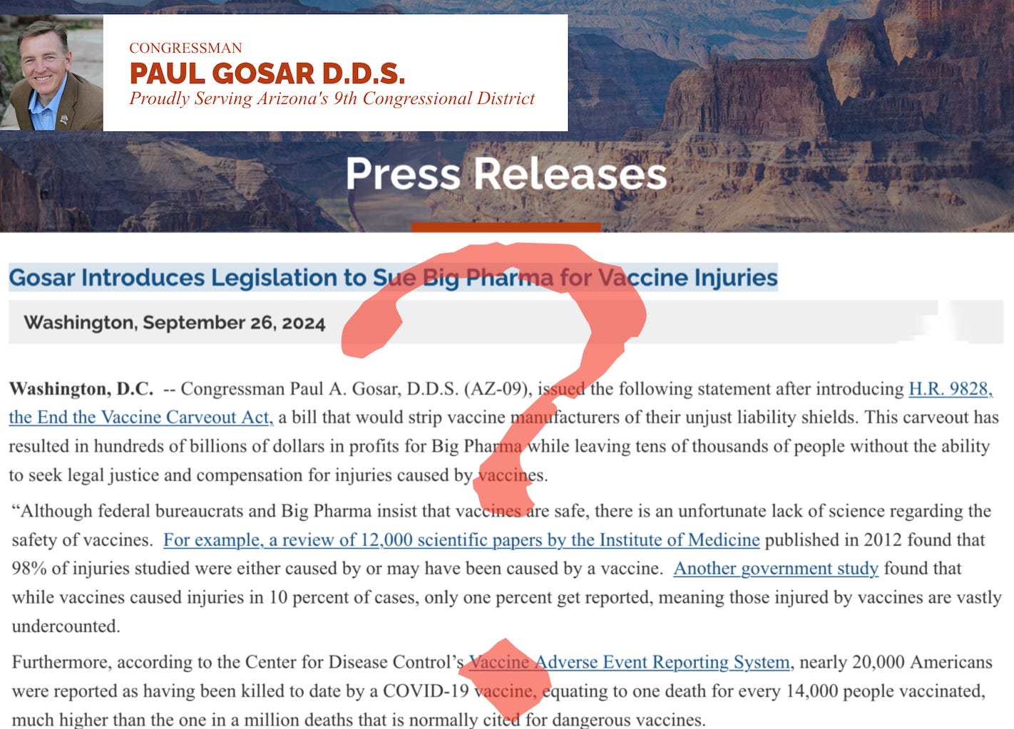 Did Robert F. Kennedy, Jr write this press release for Gosar?