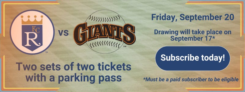 Ad for free tickets to the September 20 Royals vs. Giants game