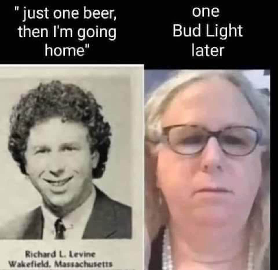 May be an image of 2 people, beer and text that says '"just one beer, then I'm going home" one Bud Light later Richard L. Levine Wakefield, Massachusetts'