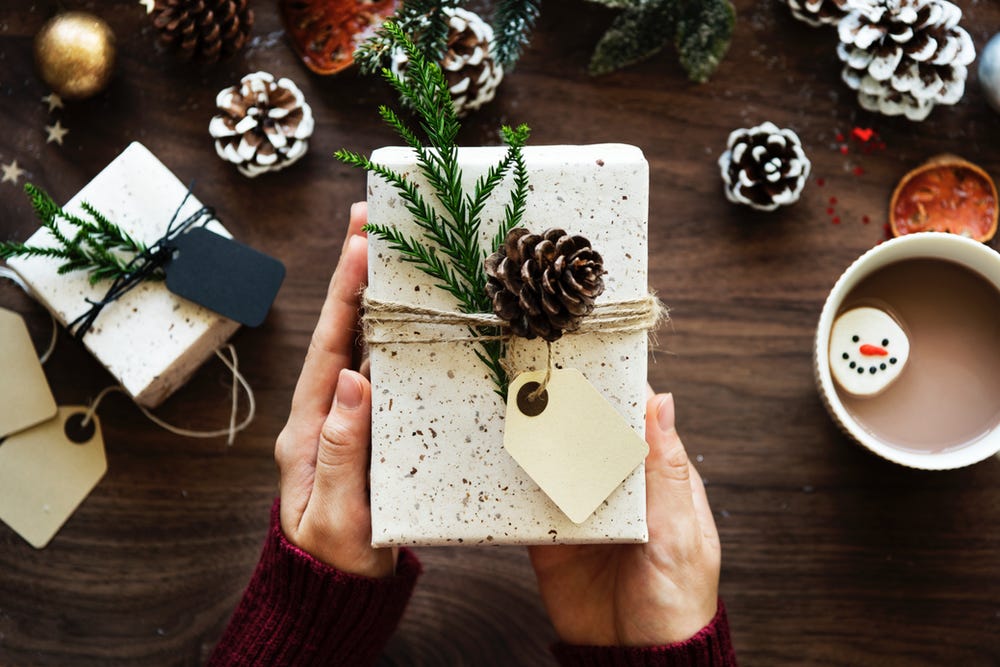 Beautifully wrapped christmas present